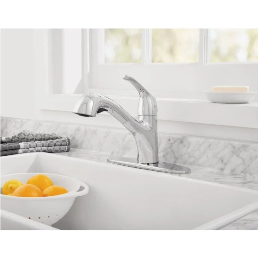 Mainstays Single-Handle Pull-Out Kitchen Faucet Polished Chrome 1 or 3 Hole